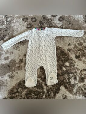 Magnetic Me Cream Footed One-Piece with Gray Floral Print